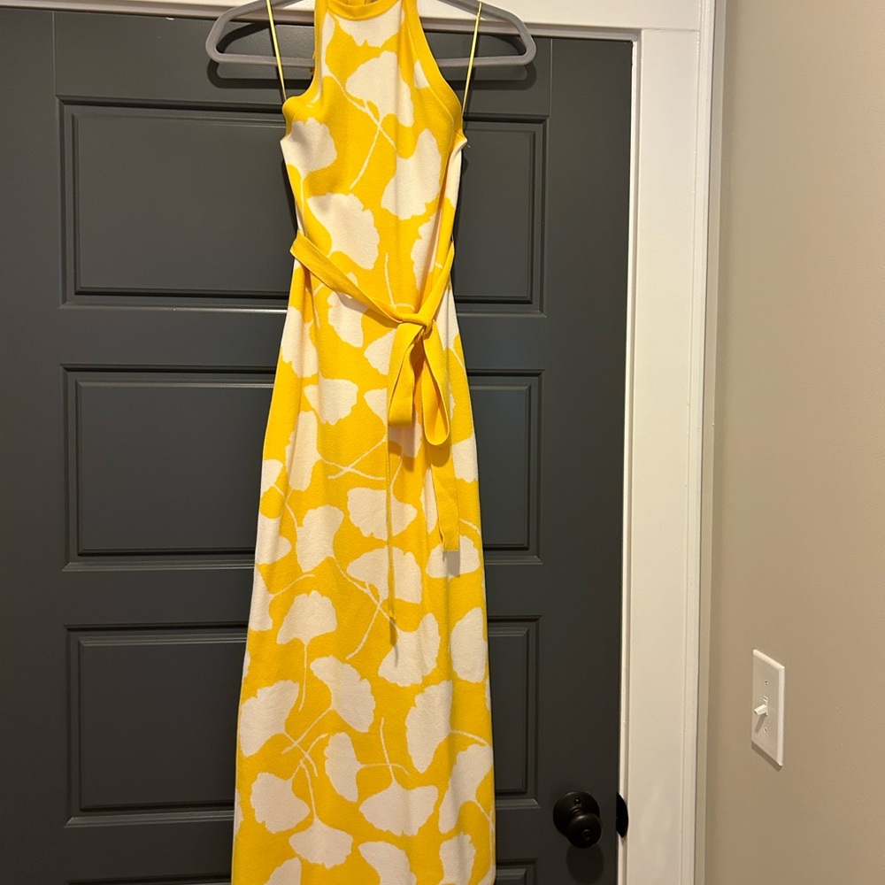 Yellow and White DVF for Target Halter Maxi Dress